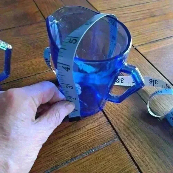 Shirley Temple 1930s Depression Blue Glass Pitcher 2pc - Picture 12 of 13